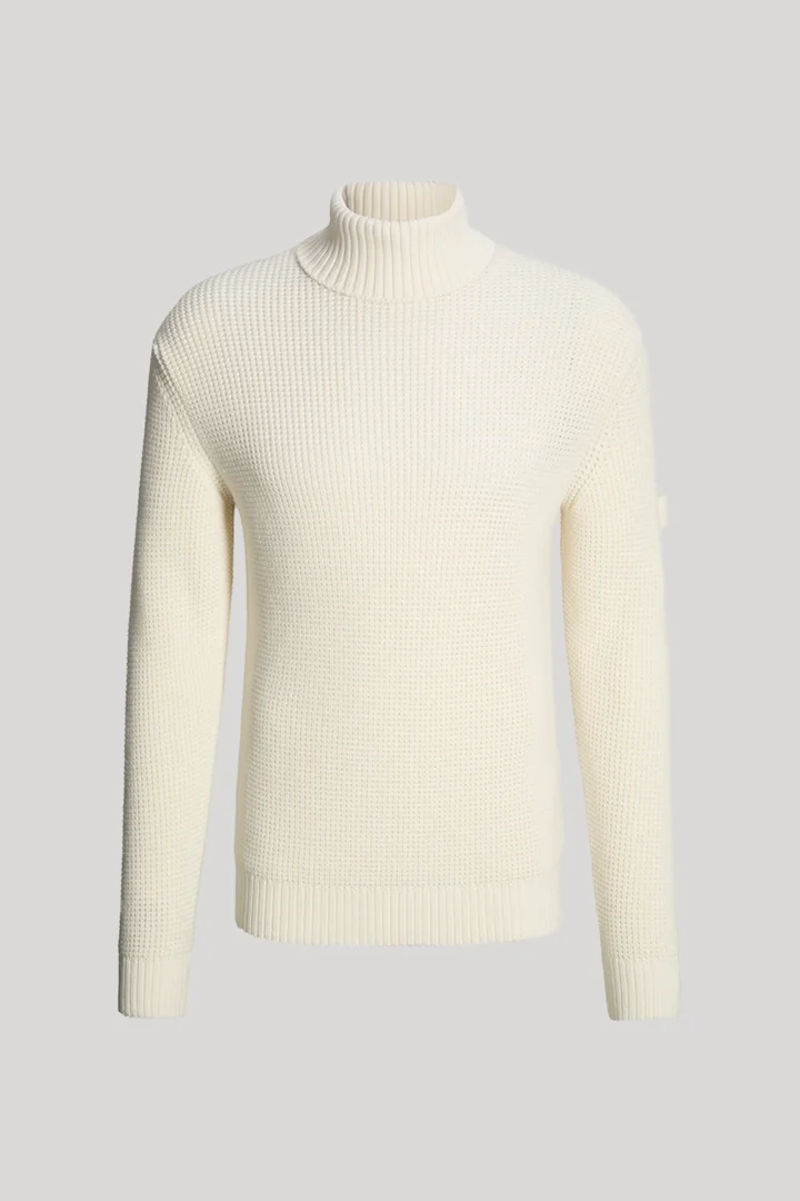 Leads to product detail page "Beige turtleneck jumper"