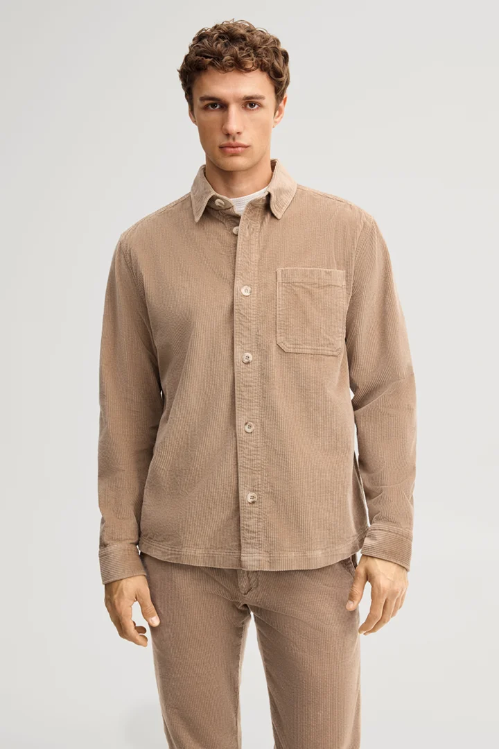 Leads to product detail page "Brown Corduroy Overshirt"
