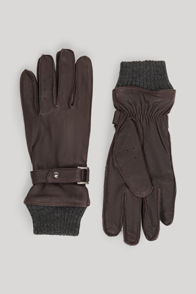 Führt zu Produktdetailseite „Lederhandschuhe in Dunkelbraun"