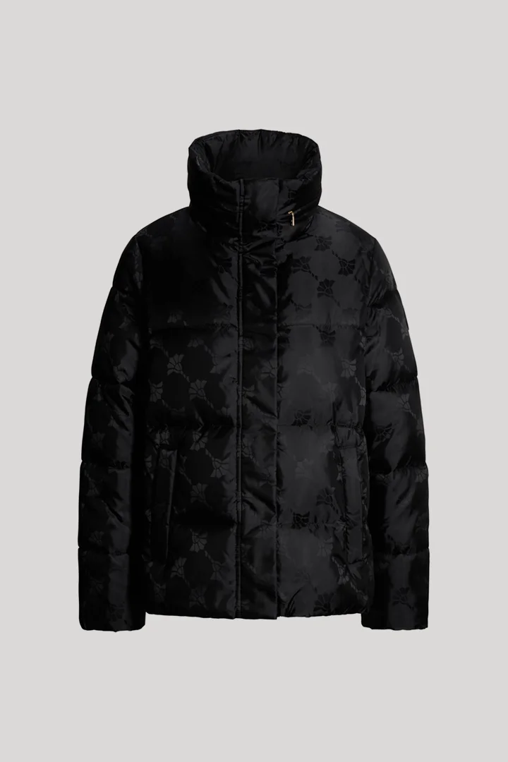 JOOP! presents the product Black quilted jacket with a cornflower pattern from the category Jackets as a cut-out