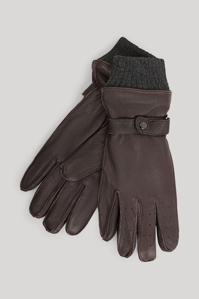 Führt zu Produktdetailseite „Lederhandschuhe in Dunkelbraun"