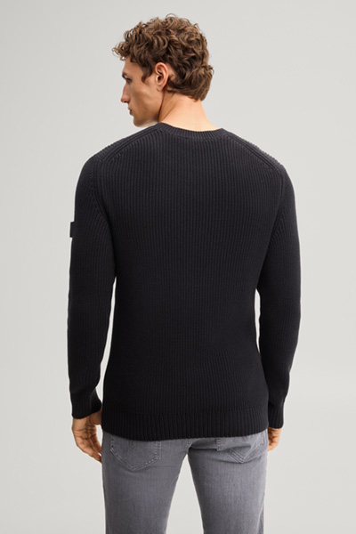 Führt zu Produktdetailseite „Crewneck-Pullover aus Baumwolle in Schwarz strukturiert"
