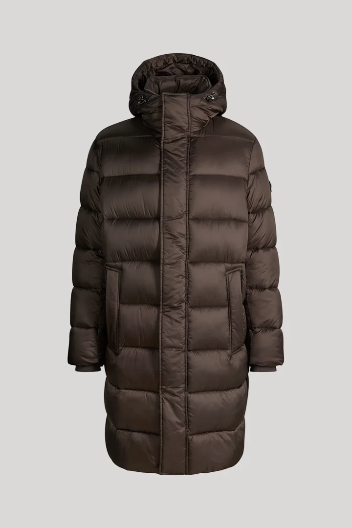 JOOP! presents the product Quilted coat with hood in dark brown from the category Jackets and Coats as a cut-out