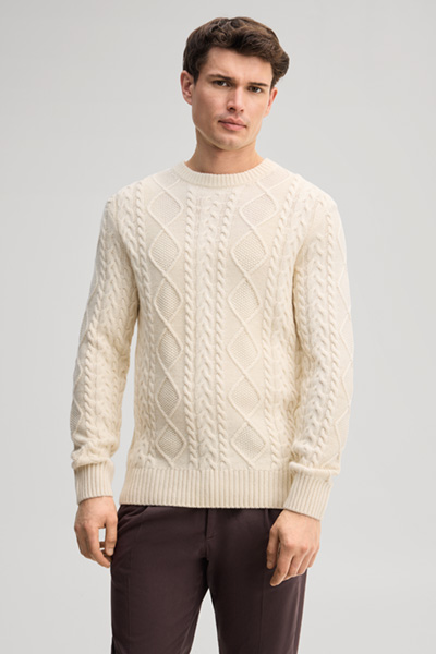 Leads to product detail page "Beige crew-neck jumper"