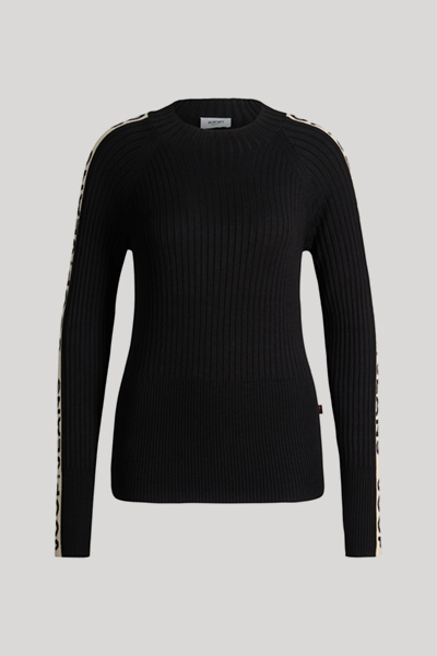 Führt zu Produktdetailseite „Viskose-Pullover mit Stehkragen in Schwarz gemustert"