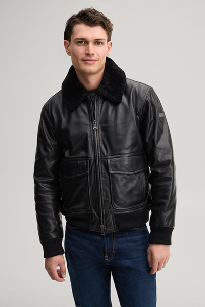 Führt zu Produktdetailseite „Lederjacke aus Lammnappa in Schwarz"