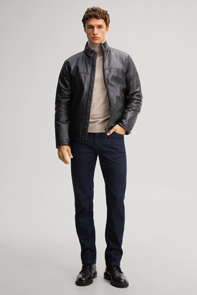 Leads to product detail page "Black lamb nappa leather jacket"