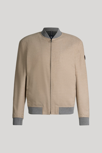 Leads to product detail page "Beige blouson with college-style collar"