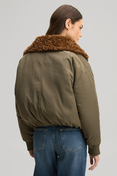 Leads to product detail page "Aviator jacket with teddy collar in olive"