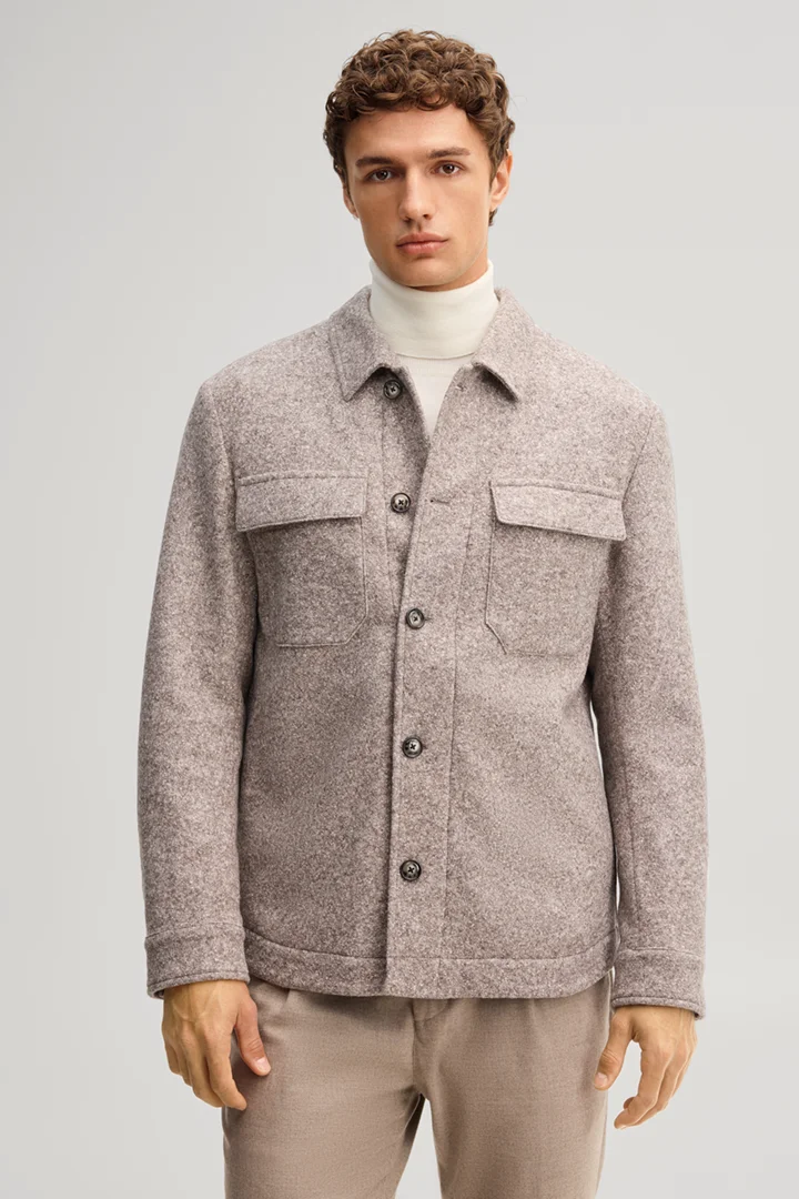 Führt zu Produktdetailseite „Overjacket aus Wollmix in Beige"