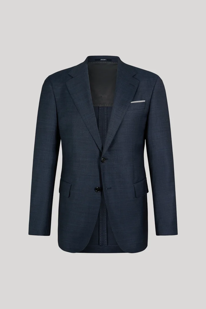 Leads to product detail page "Modular suit jacket in navy, made from virgin wool"