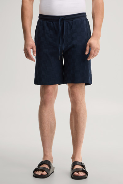 Leads to product detail page "Dark blue loungewear shorts"