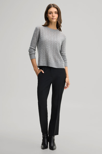 Leads to product detail page "Cashmere jumper with cable knit pattern in marl grey"