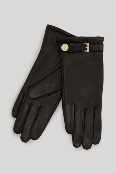 Leads to product detail page "Lined gloves made from black lamb nappa leather"
