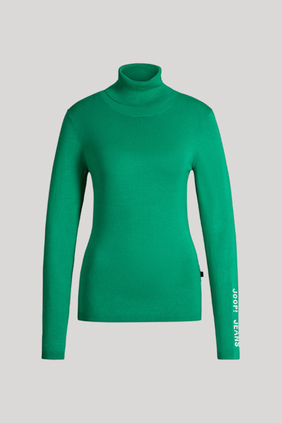 Führt zu Produktdetailseite „Viskose-Rollkragen-Pullover in Grün"