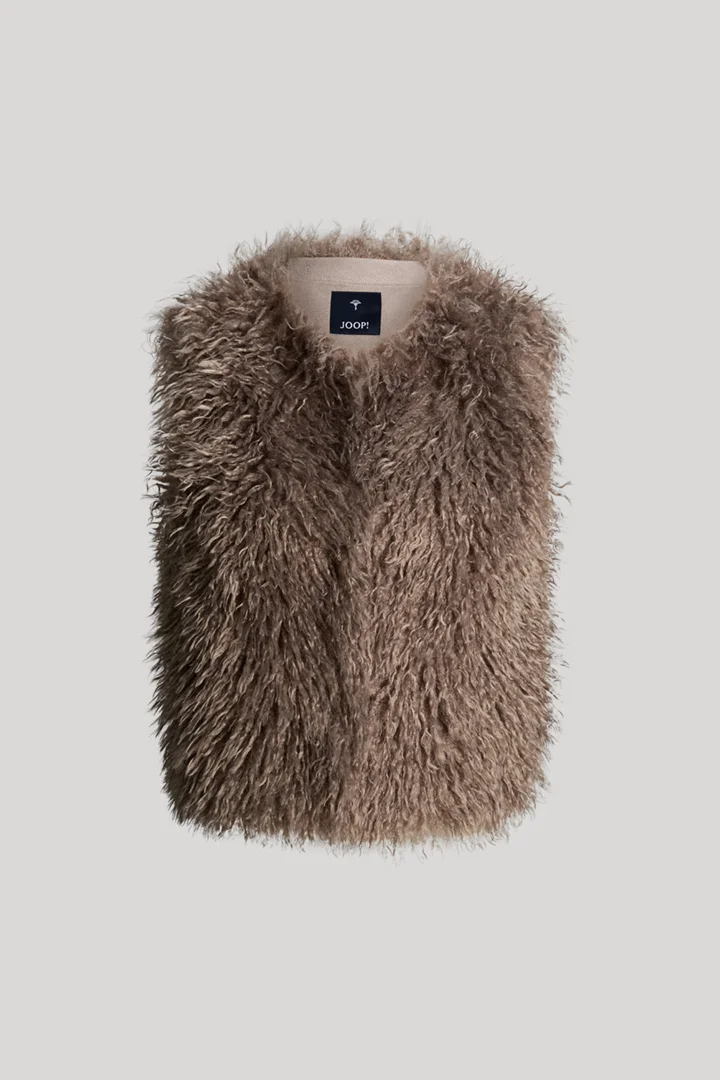 JOOP! presents the product Faux fur waistcoat in greige from the category Jackets as a cut-out