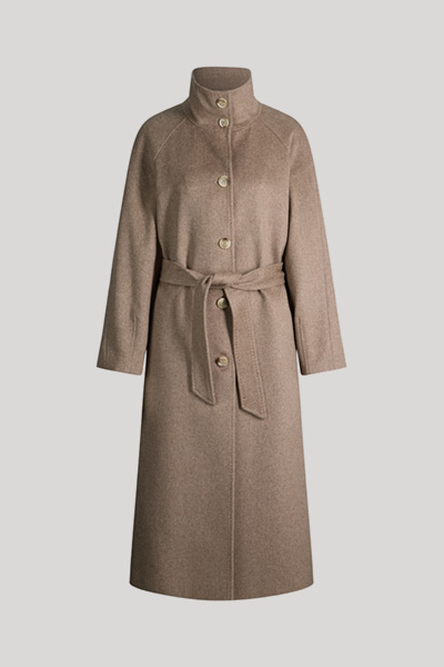 Wool-blend maxi coat with cashmere in marl beige