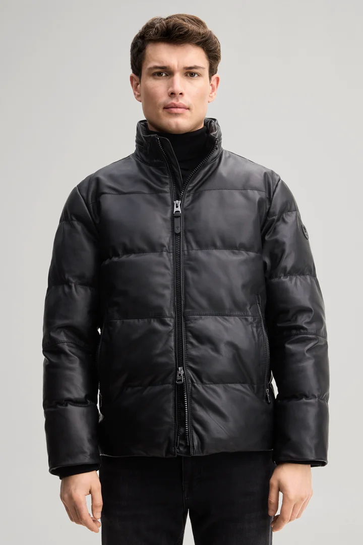Leads to product detail page "Black lamb nappa leather jacket"