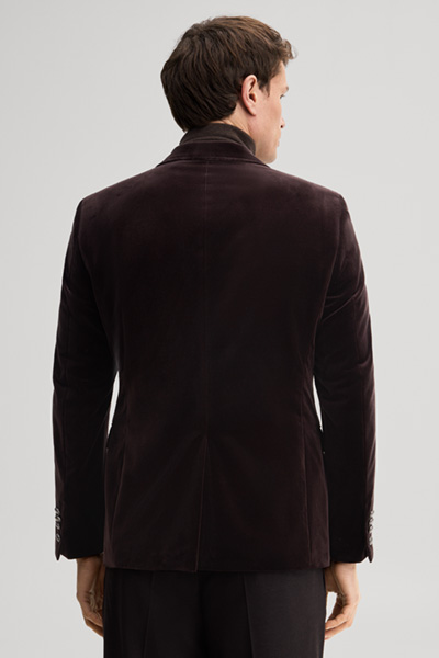 Leads to product detail page "Dark brown velvet tuxedo suit jacket"