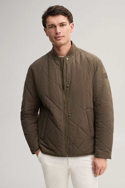 Führt zu Produktdetailseite „Steppjacke aus Baumwollmix in Dunkelgrün"