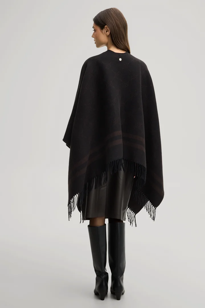 Führt zu Produktdetailseite „Cornflower-Poncho in Dunkelbraun-Schwarz gemustert"