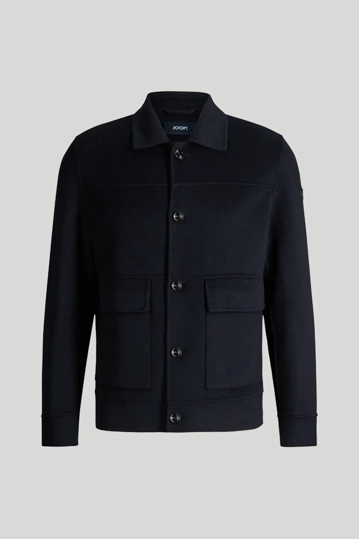 Führt zu Produktdetailseite „Hemdjacke aus Wollmix mit Cashmere in Navy"