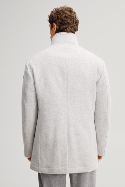 Leads to product detail page "Wool-blend jacket with inlay in light gray"