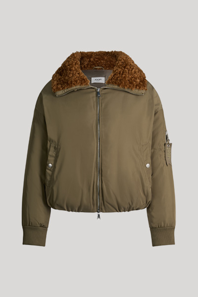 Leads to product detail page "Aviator jacket with teddy collar in olive"