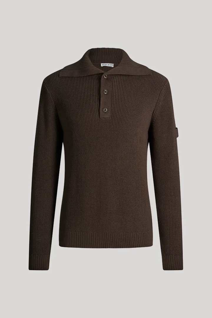 JOOP! presents the product Dark brown cotton jumper from the category Knitwear as a cut-out