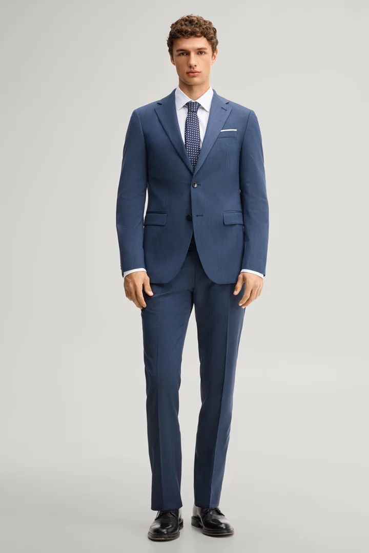 Leads to product detail page "Medium blue wool-blend suit"