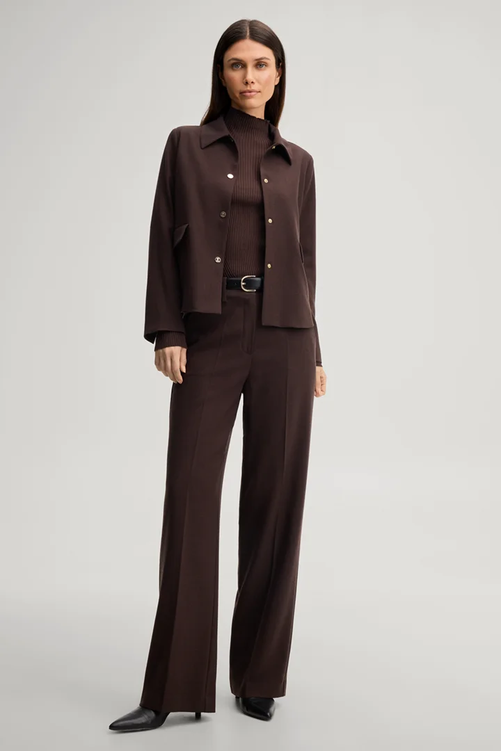 Leads to product detail page "Dark brown wool-blend cropped blazer"