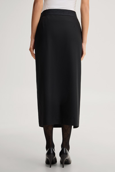 Führt zu Produktdetailseite „Black viscose-wool blend pencil skirt with a slit"