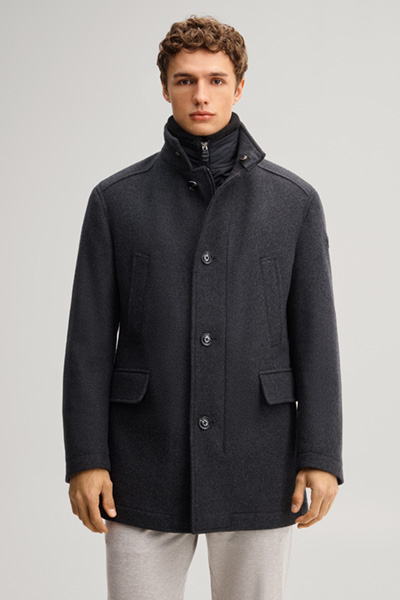 Leads to product detail page "Wool-blend jacket with an inlay in anthracite"