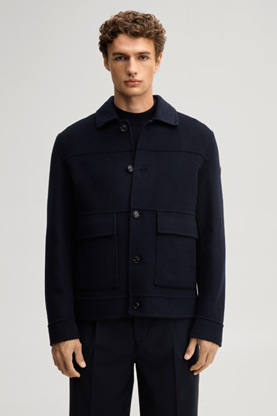 Führt zu Produktdetailseite „Hemdjacke aus Wollmix mit Cashmere in Navy"