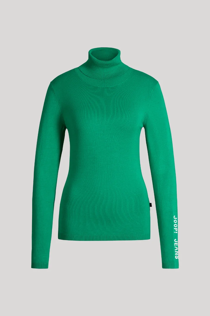 Führt zu Produktdetailseite „Viskose-Rollkragen-Pullover in Grün"