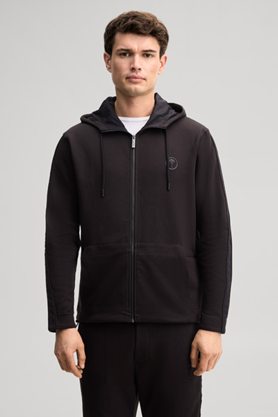 Leads to product detail page "Black sweatshirt jacket"
