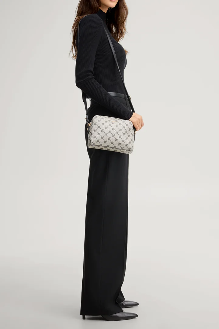 Leads to product detail page "Mazzolino Cloe cornflower shoulder bag in black patterned"
