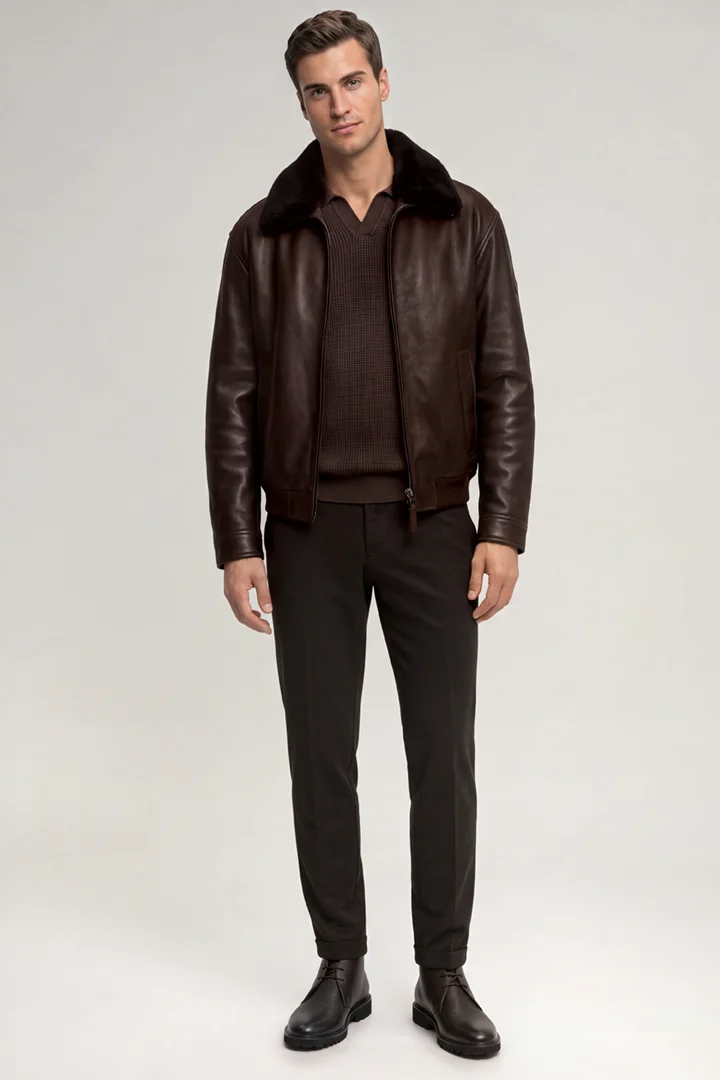 Leads to product detail page "Dark brown jumper"
