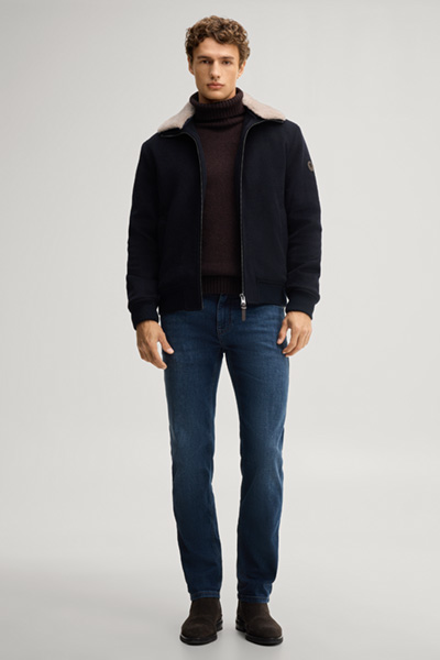 Leads to product detail page "Navy cashmere-blend blouson"