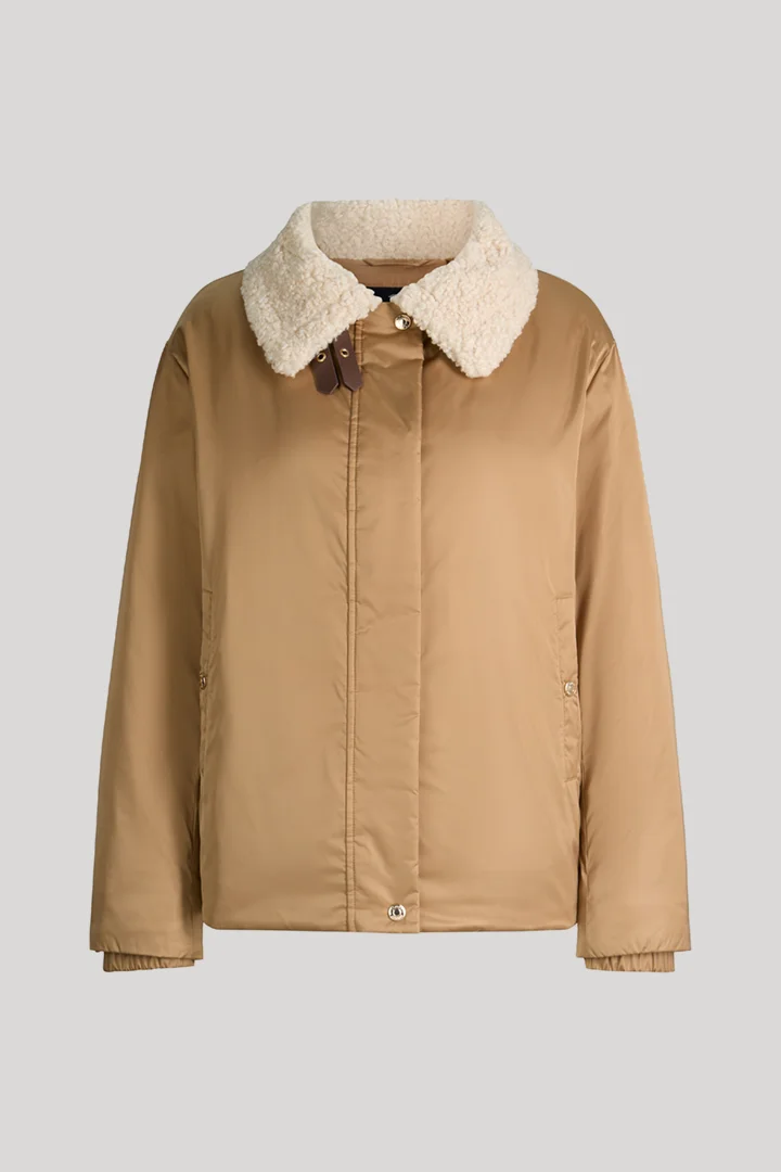Camel-coloured pilot jacket with teddy collar