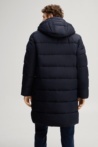 Führt zu Produktdetailseite „Steppmantel mit Kapuze in Navy"