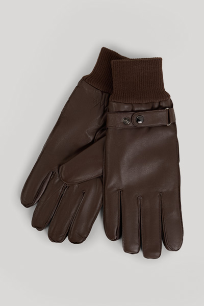 Leads to product detail page "Gloves in Dark Brown"
