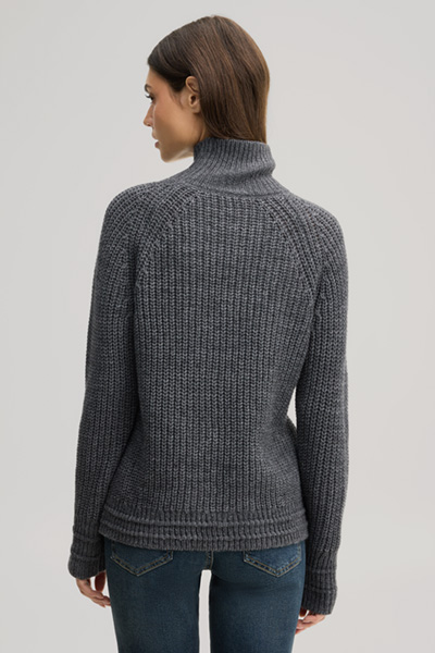 Leads to product detail page "Wool-blend roll-neck jumper in dark grey marl"