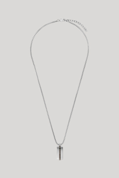 Necklace with pendant in gunmetal/silver