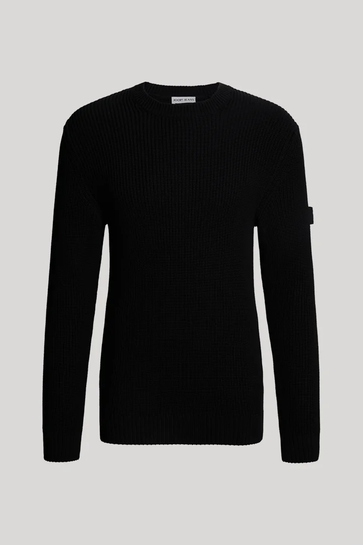 JOOP! präsentiert das Produkt Crewneck-Pullover aus Baumwolle in Schwarz strukturiert aus der Kategorie Strick als Freisteller