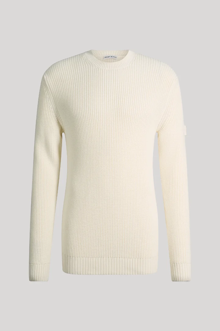Führt zu Produktdetailseite „Crewneck-Pullover aus Baumwolle in Beige"