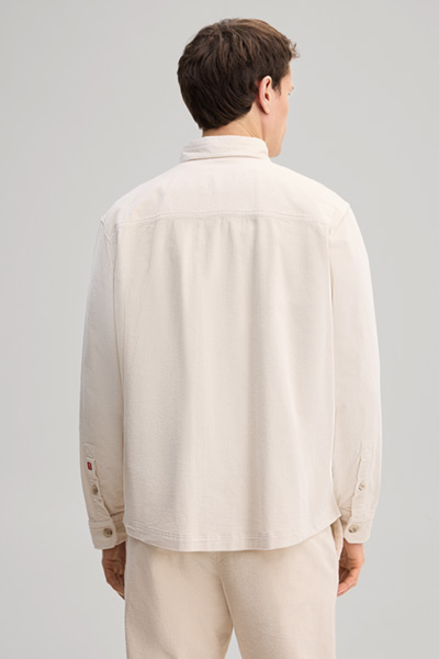 Leads to product detail page "Beige Corduroy Overshirt"