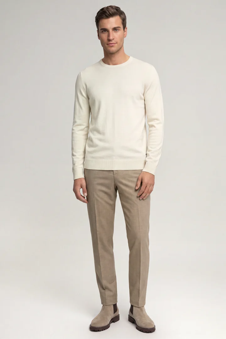Führt zu Produktdetailseite „Pullover aus Schurwolle in Offwhite"
