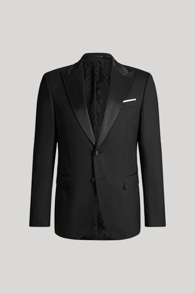 Leads to product detail page "Black wool-blend modular suit jacket"