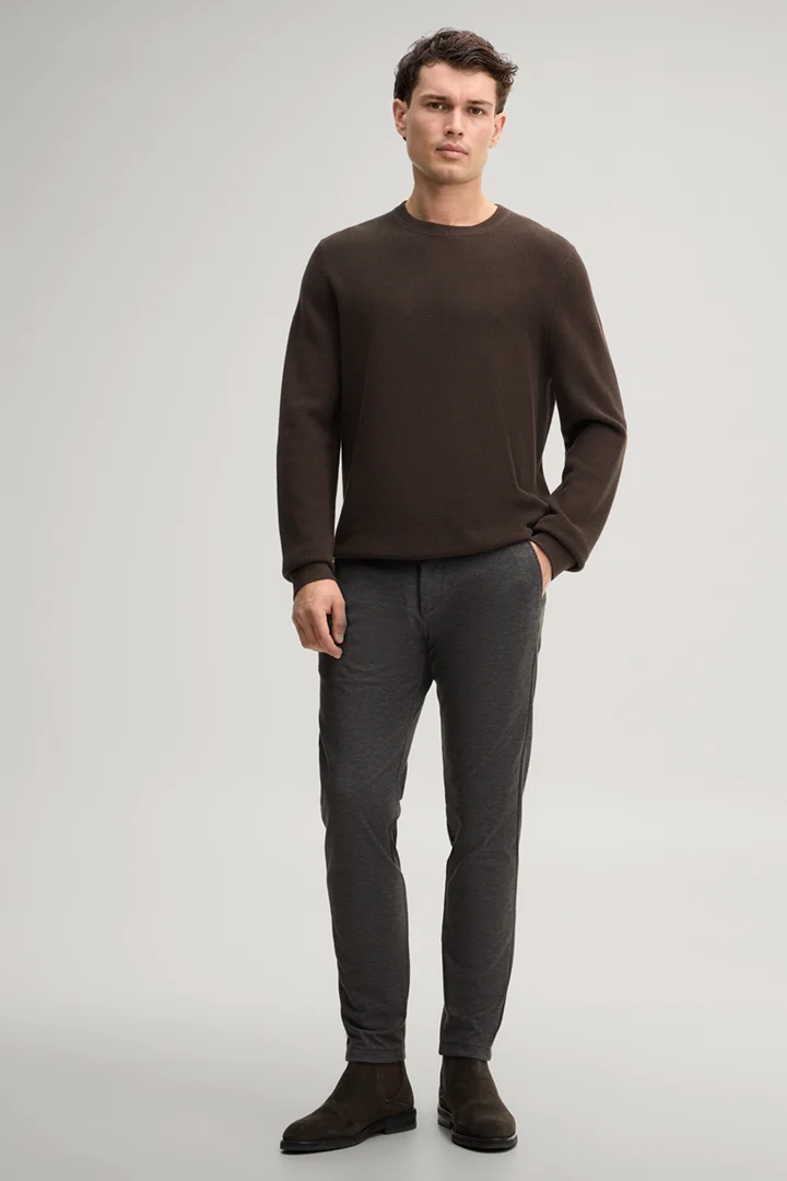 Leads to product detail page "Dark brown viscose-blend chinos"